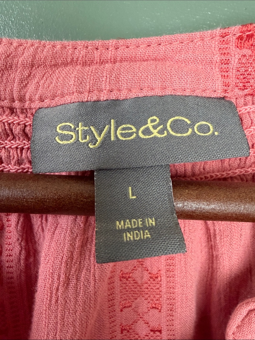 Style & Co. Coral Embroidered Peasant Top - Picture 2 of 11
